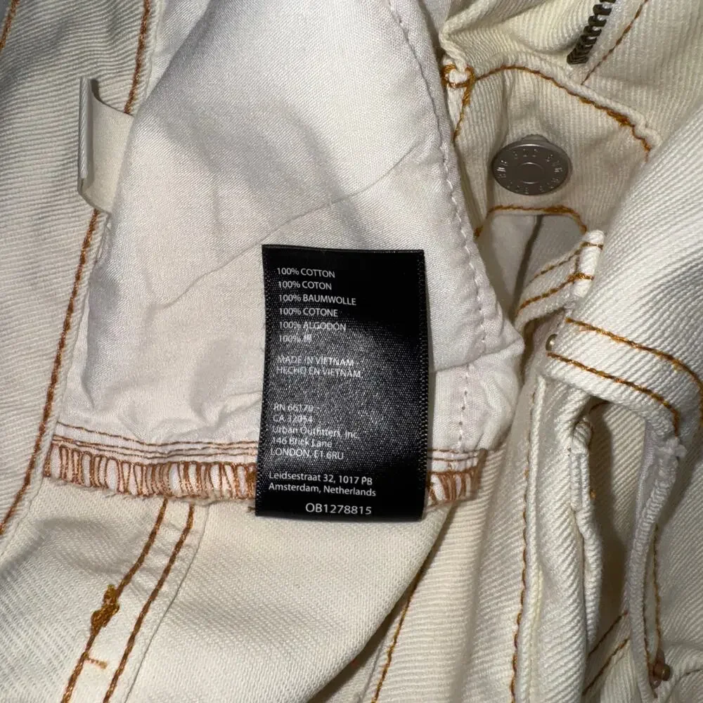 BDG Urban Outfitters Loose Straight Jeans NWT Size 24 Destroyed Ivory High Rise - Picture 13 of 16